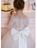 Elbow Sleeves Ivory Lace Tulle Flower Girl Dress Elbow Sleeves Ivory Lace Tulle Flower Girl Dress